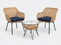 Set di tavolo e sedie da esterno 168×72×84 cm - rattan sintetico naturale e blu - set conversazione per balcone