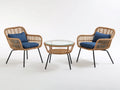 Set di tavolo e sedie da esterno 165×70×85 cm - rattan sintetico naturale e blu - set relax per balcone