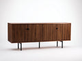 Credenza sala da pranzo 190×45×80 cm in legno marrone e nero - design scanalato con vano contenitore