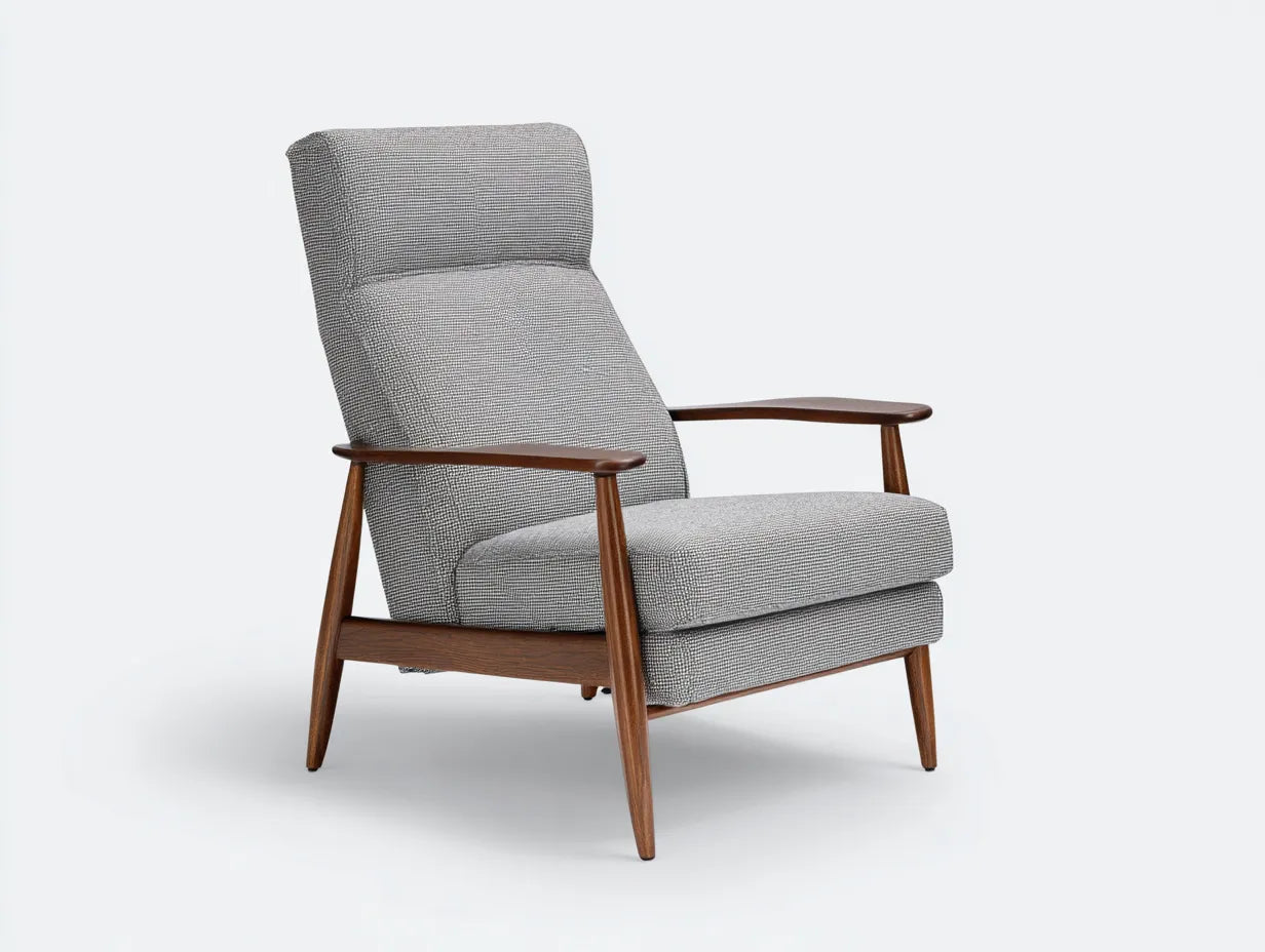 Poltrona reclinabile da soggiorno 75×88×100 cm - tessuto grigio e marrone scuro - stile rétro