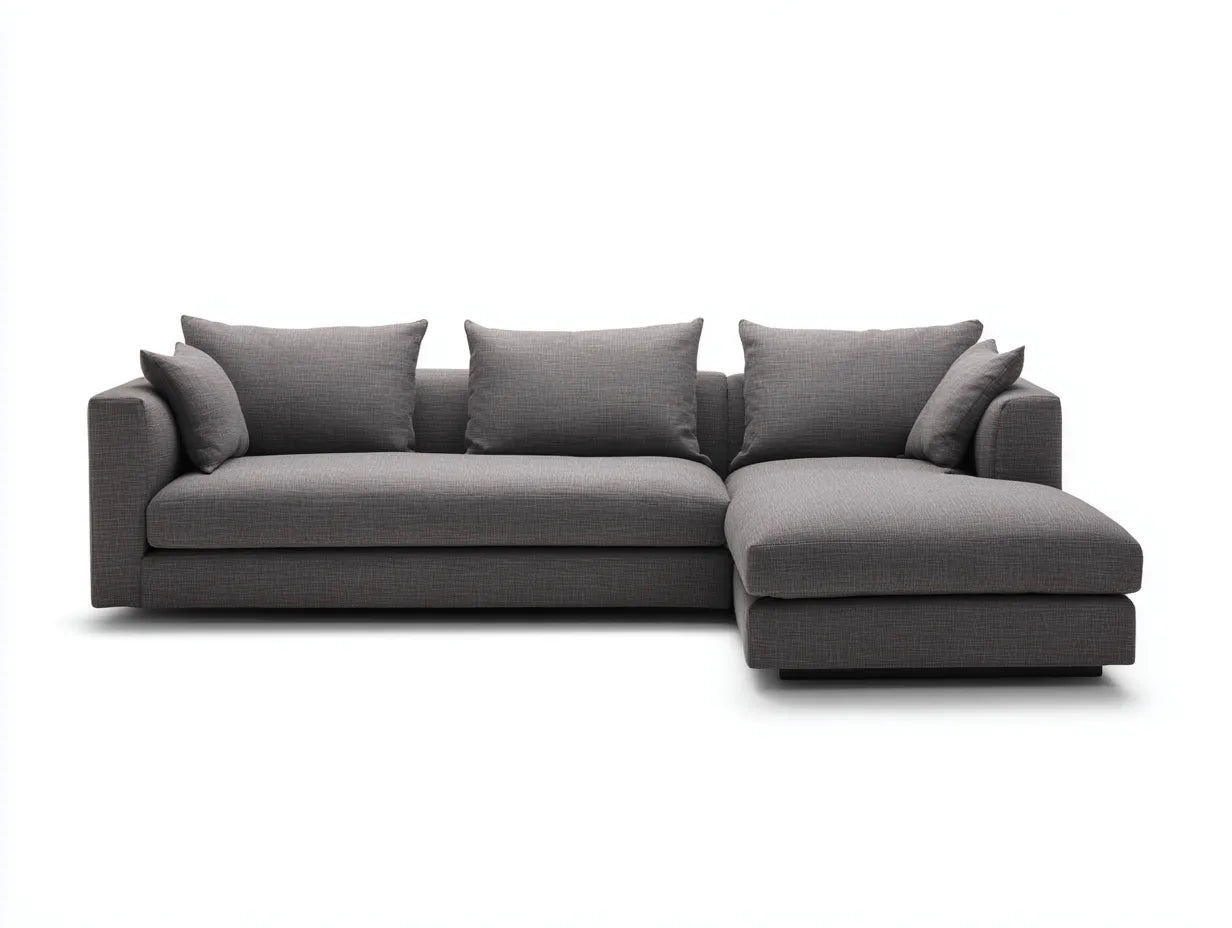 Divano con penisola in tessuto 265×160×82 cm - grigio scuro e nero - stile moderno per soggiorno