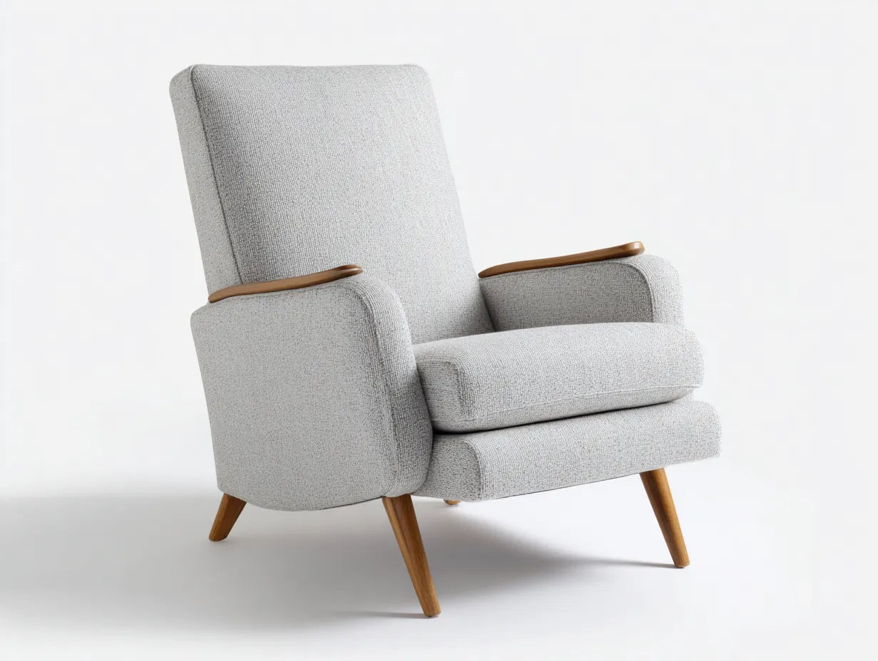 Poltrona Reclinabile 78×86×98 cm - tessuto grigio chiaro e legno marrone - stile moderno per soggiorno