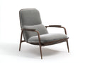 Poltrona Reclinabile 74×86×90 cm - tessuto grigio chiaro e legno marrone - design elegante per soggiorno