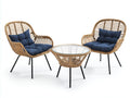 Set da esterno in rattan 150×75×90 cm - naturale e blu - stile moderno per balcone