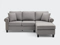 Divano angolare 235×148×86 cm - tessuto grigio e base nera - stile classico moderno per soggiorno