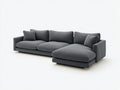 Divano angolare 280×160×82 cm - tessuto grigio e base nera - design moderno per soggiorno