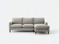 Divano con penisola 240×145×84 cm - tessuto beige e legno marrone - stile contemporaneo per soggiorno