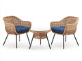 Set di tavolo e sedie da esterno 150×65×82 cm - rattan sintetico naturale e blu - set relax per balcone