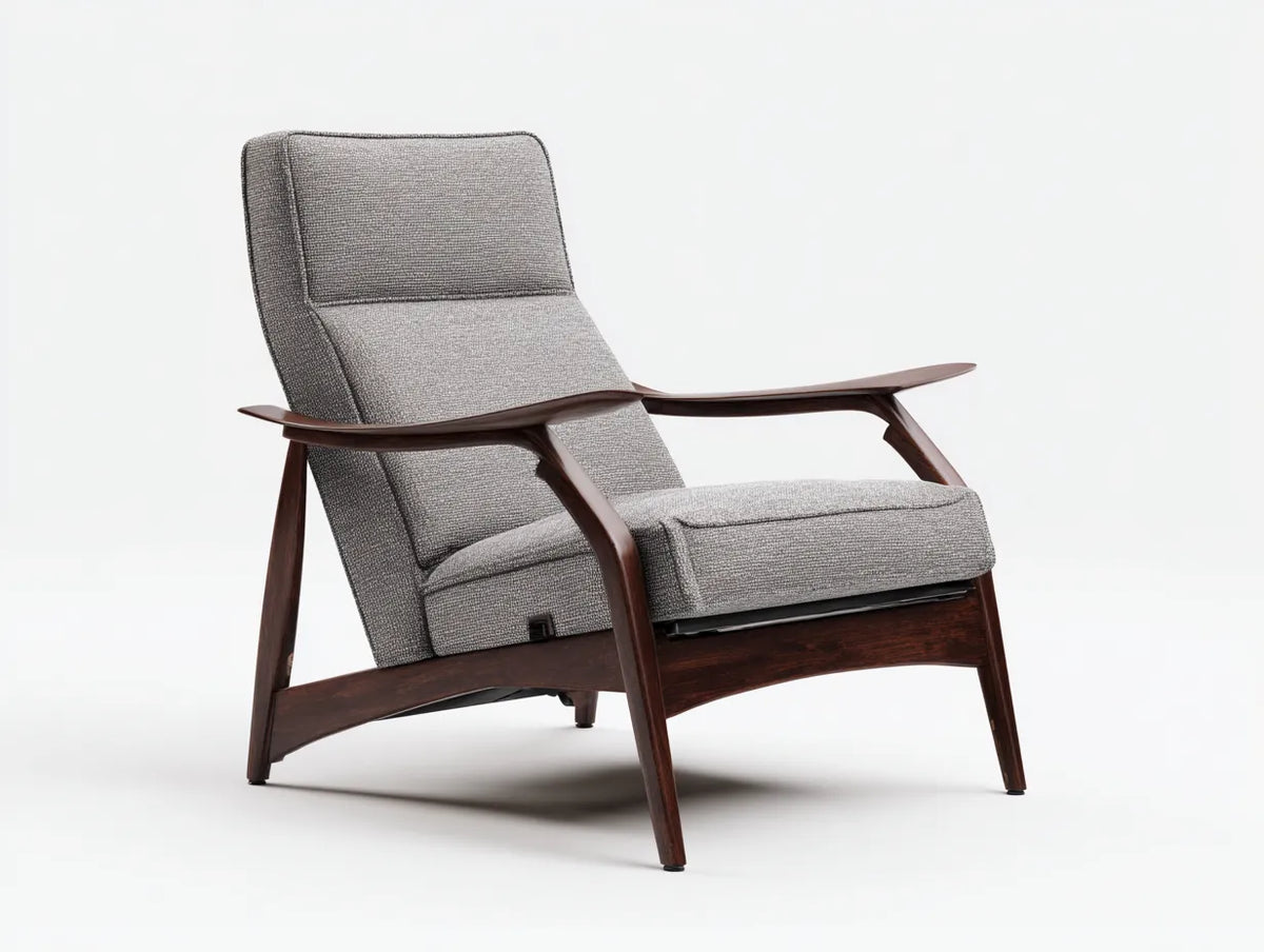 Poltrona Reclinabile 72×85×92 cm - tessuto grigio e legno marrone - design moderno per soggiorno