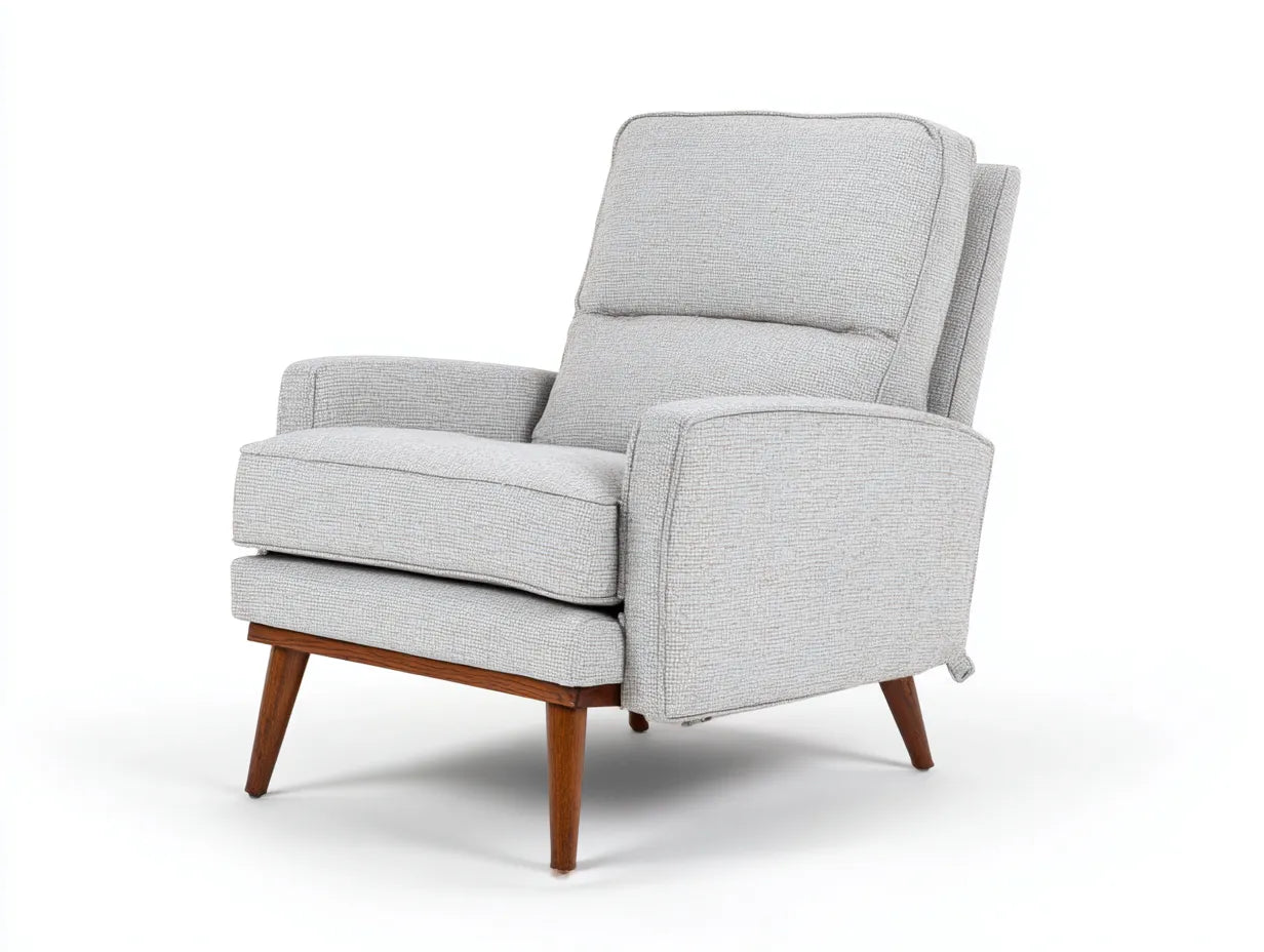 Poltrona reclinabile da soggiorno 78×88×100 cm - tessuto beige chiaro e legno naturale - comfort moderno