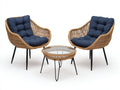Set di tavolo e sedie da esterno 170×75×87 cm - rattan sintetico naturale e blu - set relax per balcone