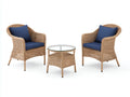 Set di tavolo e sedie da esterno 72×70×82 cm - rattan beige e tessuto blu - stile naturale per terrazza