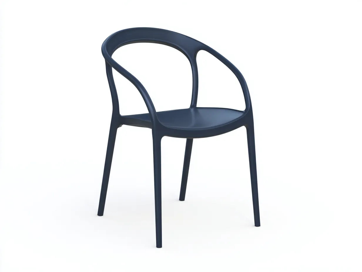 Sedia da pranzo all'aperto 56×57×80 cm - polipropilene blu - design curvo moderno per terrazza